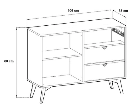 Kommode Wald 106 cm Eukalyptus / beige Fischgrät geschmackvolles Fischgrätdekor auf den Fronten der Kommode Designerkantengriffe