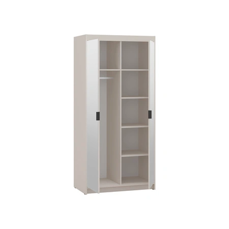 Kleiderschrank Rene 90 cm beige sand stilvolles Design schlichte Form idealer Kleiderschrank mit Spiegel für Schlafzimmer oder Flur ABS beendet Kanten