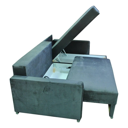 Neron graues rechtes Ecksofa mit Schlaffunktion garantiert höchsten Komfort und Funktionalität