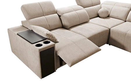 Ecksofa mit Schlaffunktion Tesalia III Lux grau links Komfort-Ecksofa mit ausziehbarem Fußteil Schiebefunktion der Rückenlehne