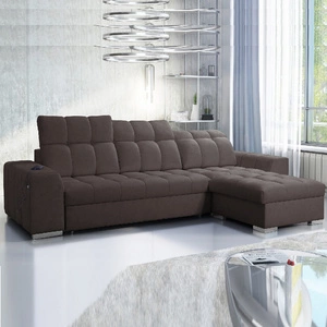 Ecksofa mit Schlaffunktion Luigi braunes Ecksofa rechts mit zwei Bettkästen Stoff mit interessanter Struktur