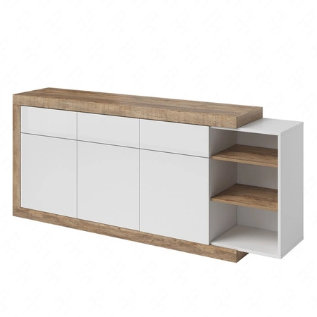 Kommode Sintra 200 cm Eiche samdal / weiß glänzend funktionell ideal für moderne und skandinavische Innenräume