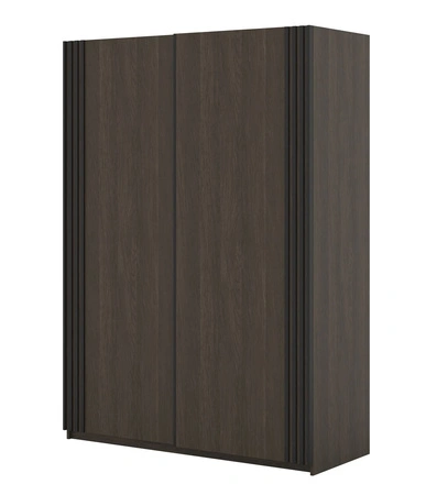 Schiebeschrank Niva 150 cm Eiche dunin geräumiger Kleiderschrank mit Lamellen dekoriert ist perfekt für Räume jeder Größe