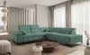 Ecksofa mit Schlaffunktion Penejos IX grün rechtsseitig stilvolles Ecksofa mit Bettzeugcontainern komfortable verstellbare Kopfstützen