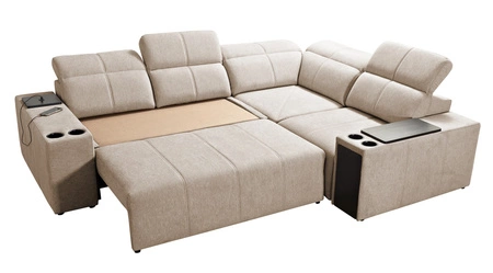 Ecksofa mit Schlaffunktion Tesalia II blau rechts Komfort-Ecksofa für Wohnzimmer mit verschiebbarer Rückenlehne Bettzeug-Container