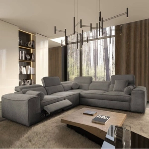 Ecksofa mit Schlaffunktion Viano III Lux grau links modernes Ecksofa für Wohnzimmer mit ausziehbarem Fußteil Bettwäschecontainer