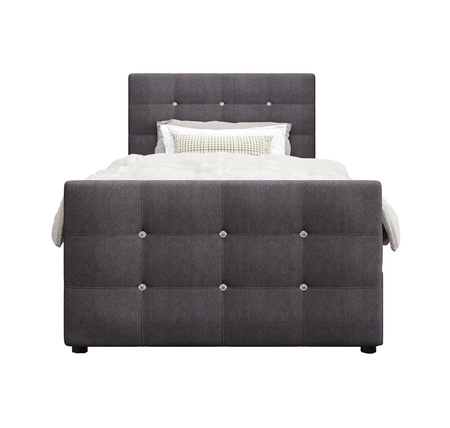 Boxspringbett Kansas 100x200 graphit Bett im modernen skandinavischen Stil mit gepolstertem Kopf- und Fußteil