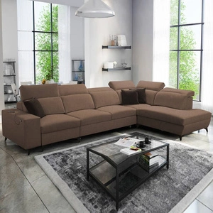 Ecksofa mit Schlaffunktion Kelly Sleek XI hellbraun rechtshändig stilvolles und bequemes Ecksofa aus strapazierfähigem Webstoff