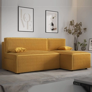 Ecksofa mit Schlaffunktion Brandon-Honig rechte Ecke dreidimensionaler Stoff mit ausdrucksvollen Streifen Bettzeugbehälter