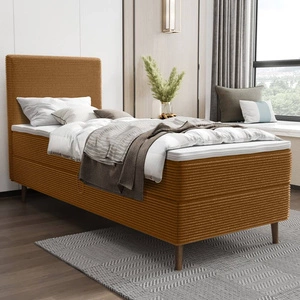 Boxspringbett Totti 80x200 Honig stilvolles Bett mit Bettzeug Lagerung dreidimensionalen Stoff mit ausdrucksstarken Streifen