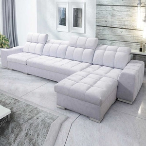 Ecksofa mit Schlaffunktion Luigi XII aschgrau rechtes ein stilvolles Ecksofa für das Wohnzimmer in einer minimalistischen und eleganten Ausführung