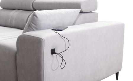 Ecksofa mit Schlaffunktion Castel XI grau braun linke Seite bequemes Ecksofa mit Bettzeugablage strapazierfähiger Stoff