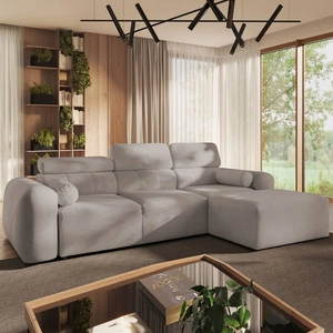 Ecksofa mit Schlaffunktion Cantare grau Esche rechtshändig funktionelles und bequemes Ecksofa mit modernem Design Plüschstoff