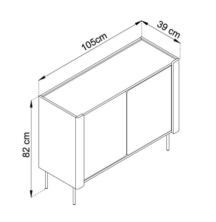 Kommode Tantuni 105 cm warmia nussbaum / beige stilvolle und elegante Kommode mit abgerundeten Fronten stabile Metallbeine