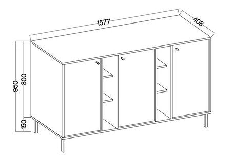 Set von Wohnzimmermöbel Kioto II Eukalyptus stilvolles Design elegante Möbel von Metall schwarz Beine subtilen Griffen unterstützt