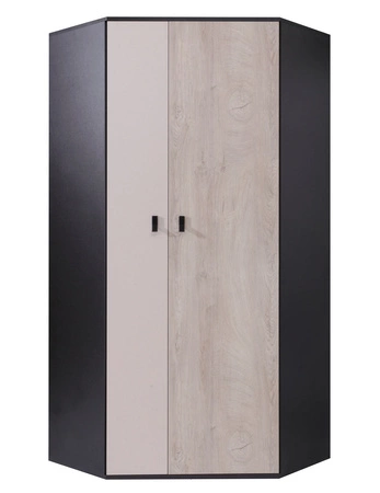 Eckgarderobe Niko schwarz / Eiche / beige ideal für das Jugendzimmer funktionell und geräumig Originalfarben