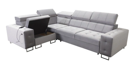 Ecksofa mit Schlaffunktion Hampton II hellbraun links stilvolles Ecksofa Bett weiche Polsterung Stoffart Samt