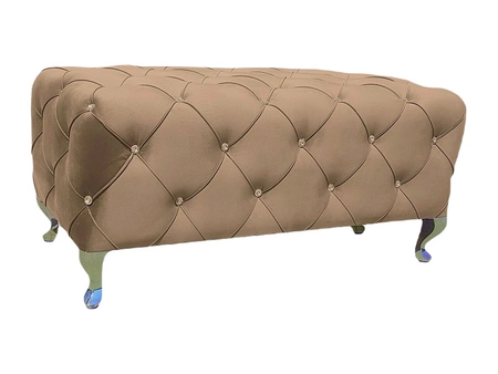 Hesta pouffe 100 cm beige idealer fußhocker schmutz- und kratzfest sitzpouffe funktioniert auch als polsterbank gesteppte elemente mit kristallen