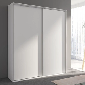 Grande 204 cm Schiebeschrank weiß moderner Kleiderschrank mit Spiegel ausgestattet mit Aluminium-Türführungen