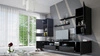 Parga schwarz / schwarz glänzend universelle Schrankwand für das Wohnzimmer mit einem leichten Design wird perfekt in jedes Interieur passen