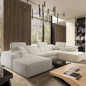 Ecksofa mit Schlaffunktion Viano VI creme links Design-Ecksofa für moderne Einrichtungen zwei Container für Bettzeug