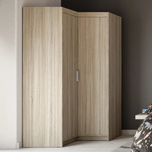 Ecke Kleiderschrank Rene Licht Sonoma Eiche ABS fertig Kleiderschrank Fronten für Schlafzimmer matt finish Silber Griffe