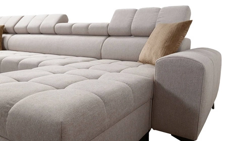 Ecksofa mit Schlaffunktion Bolmso grün rechtsseitiges Ecksofa mit zwei Bettkästen praktische Schublade in der Seite des Möbels