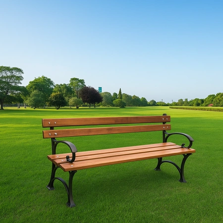 Gartenbank 180 cm FIEM-03-LP-180 Parkbank aus Gusseisen mit Rückenlehne aus Erlenholz, lackiert