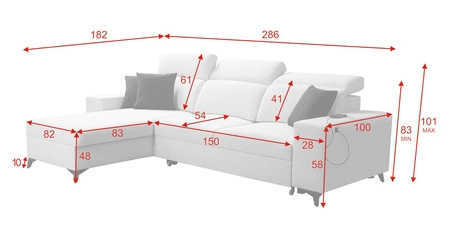 Ecksofa mit Schlaffunktion Kelly Sleek Arctic blau linke Seite geflochten bequem und funktional Ecksofa Bett für Wohnzimmer