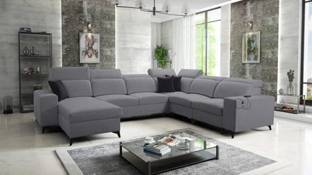 Ecksofa mit Schlaffunktion Kelly Sleek VIII grau linke Seite stilvolles Ecksofa für Wohnzimmer bietet Komfort beim Entspannen