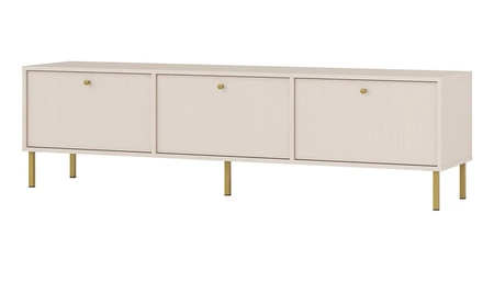 RTV Schrank Kioto II 180 cm beige stilvolles Design Metall goldene Beine Schrank mit nach unten öffnenden Türen gedämpfte Farben