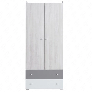 Kleiderschrank Arona 80 cm weiß / Eiche wilton weiß / grau ideal für das Jugendzimmer stilvoller und geräumiger Kleiderschrank mit Schubladen