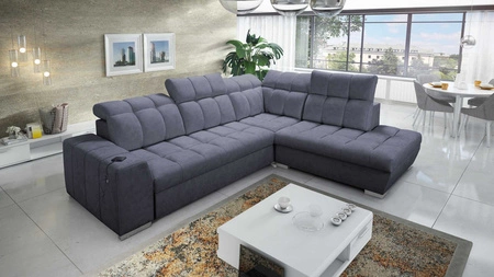 Ecksofa mit Schlaffunktion Luigi VII graphit rechte Ecke komfortables Schlafsofa in einer modernen Form gehalten