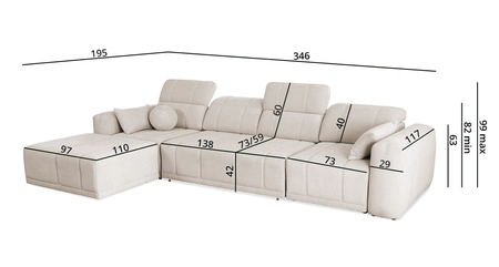 Ecksofa mit Schlaffunktion Cetara XII graue Esche links stilvolles Design bequeme verschiebbare Rückenlehnen zwei Bettkästen