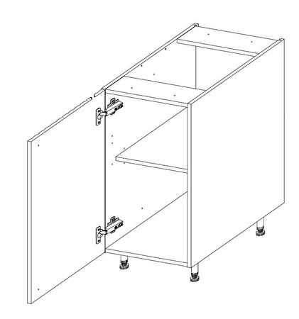 Stehender Küchenschrank mit Regal Chevron 40 D 1F BB Fronten mit dekorativem Fischgrätdekor feuchtigkeits- und beschädigungsbeständiger Schrank