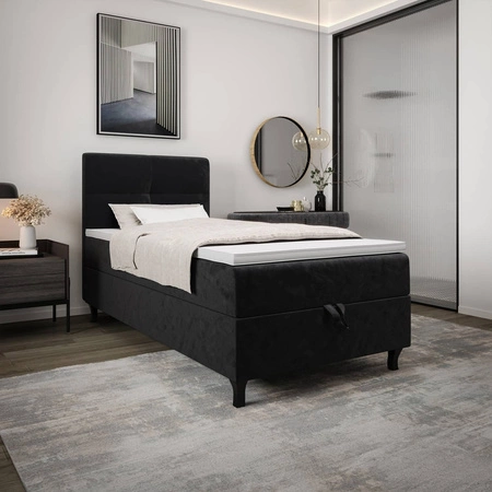 Boxspringbett Melba 100x200 graphit Bett im modernen skandinavischen Stil mit gepolstertem Kopfteil Bett mit Staukasten