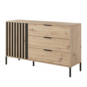 Kommode Tipler 137 cm Eiche artisan / anthrazit modernes Design Dekoleisten an den Türen Kantengriffe