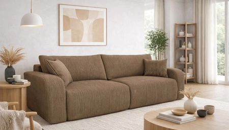 Sofa Fiesta hellbraun funktionales Wohnzimmersofa mit Bettzeugablage elegantes Design Kordstoff