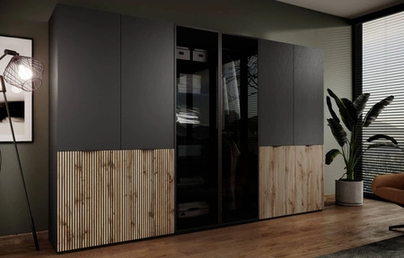 Kleiderschrank Sandbox 101 cm schwarz eleganter und funktioneller Kleiderschrank mit Glasfronten ein Möbelstück aus der modularen Schrankkollektion antisol glass