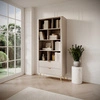Lante Bücherregal 88 cm beige elegantes Bücherregal mit Schubladen Designer-Riffelungen an den Fronten Metallgriffe mit Goldrand
