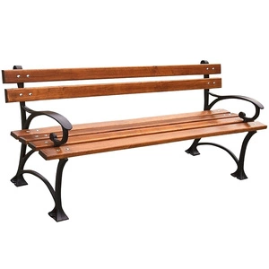 Gartenbank 180 cm FIEM-03-LP-180 Parkbank aus Gusseisen mit Rückenlehne aus Erlenholz, lackiert