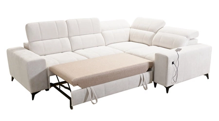 Ecksofa mit Schlaffunktion Penejos II Lux creme rechts komfortables Ecksofa für das Wohnzimmer mit bequemer ausziehbarer Fußstütze