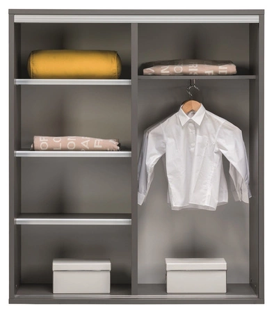 Büromöbelset Yugo in Esche grau/weiß glänzend, ideal für ein Büro oder Arbeitszimmer in einem trendigen und modernen Stil