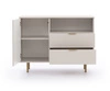 Kommode Sula 107 cm beige elegante und funktionelle Kommode mit dekorativer geriffelter Front, die mit Metallgriffen verziert ist