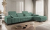 Ecksofa mit Schlaffunktion Penejos XII grün rechtsseitig stilvolles Ecksofa mit Bettzeugcontainern komfortable verstellbare Kopfstützen