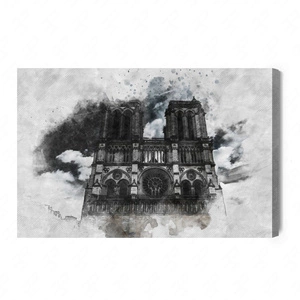 Leinwandbild Kathedrale Notre Dame 100x70 cm zeitlose Dekoration jedes Interieurs Gemälde in leuchtenden Farben hochwertige Verarbeitung