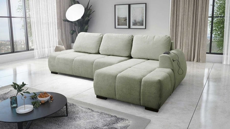 Ecksofa mit Schlaffunktion Sanfte Minze auf der rechten Seite Stilvolles Design Ecksofa, das sich durch seine abgerundete Form auszeichnet