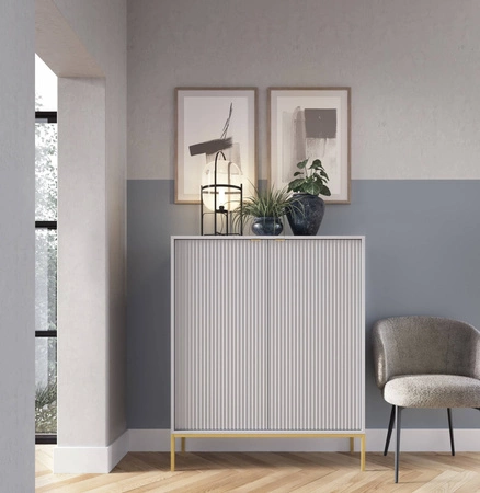 Kommode Lovro 104 cm grau modernes Design Kommode mit Gold bereichert wird Liebhaber der expressiven Interieur begeistern