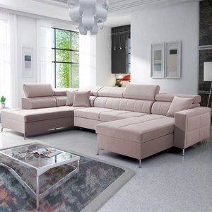 Ecksofa mit Schlaffunktion Nausa VI puderrosa rechte Seite stilvolles Ecksofa mit komfortabler Verarbeitung weicher Samtstoff