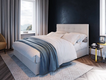 Boxspringbett Kingston 160x200 beige Bett im modernen skandinavischen Stil mit Kopfteil mit Kristallen